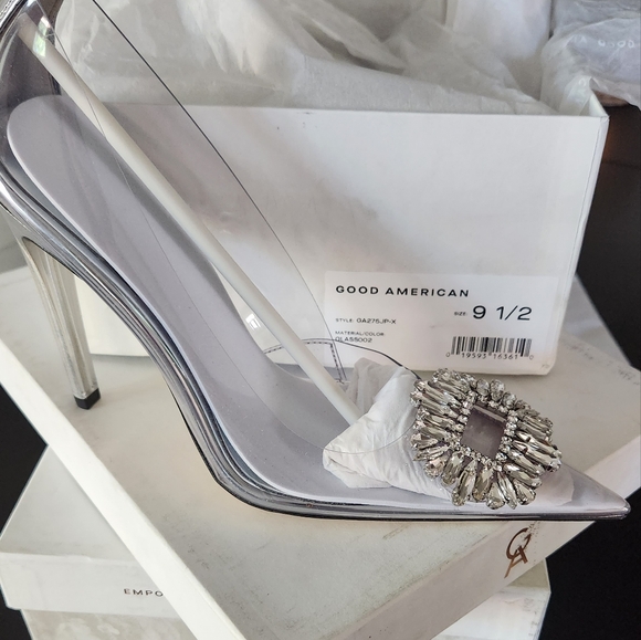 GOOD AMERICAN - CINDER-F*CKING-RELLA PUMP - SIZE 9.5 - Clear, Silver - Picture 6 of 6